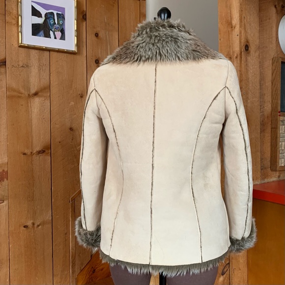 Faux Fur Lined/Suede Ivory Coat - Picture 4 of 8